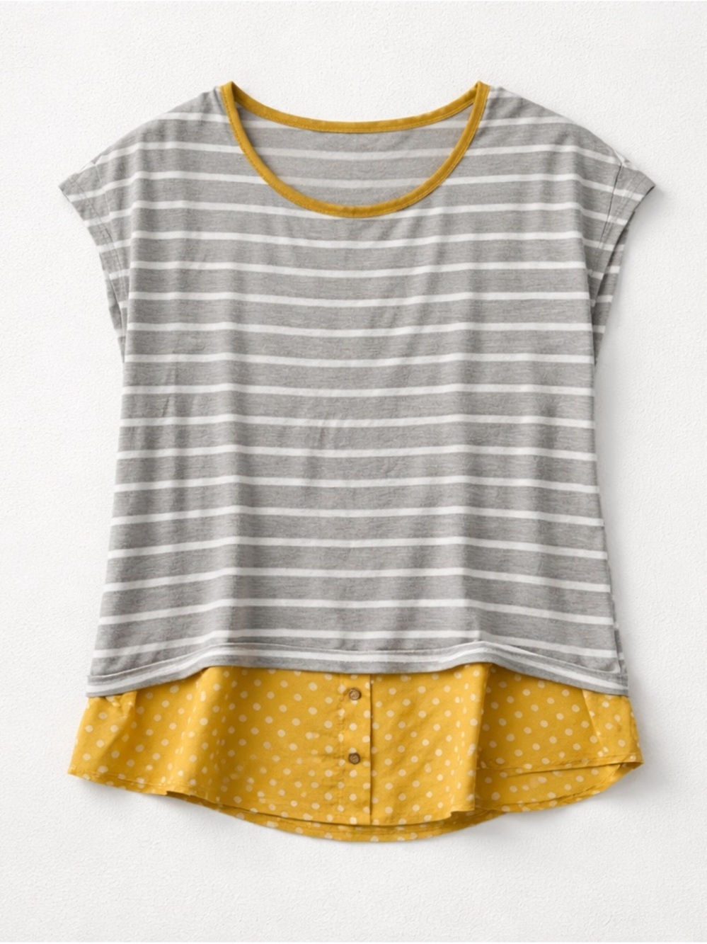 Le Lis Sleeveless Layered Stripe Polka Dot Top
